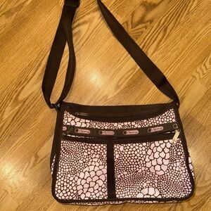 Lesportsac Pink and Brown Expandable Shoulder Bag Adjustable‎ Strap